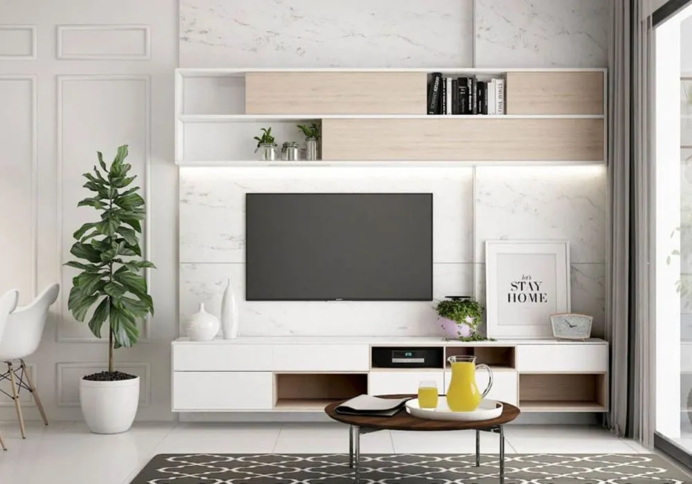 kệ tivi vách ngăn phòng khách