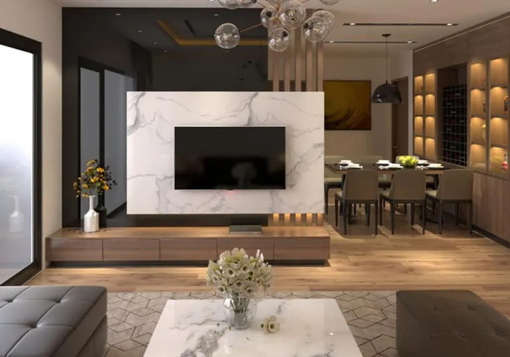 kệ tivi vách ngăn phòng khách