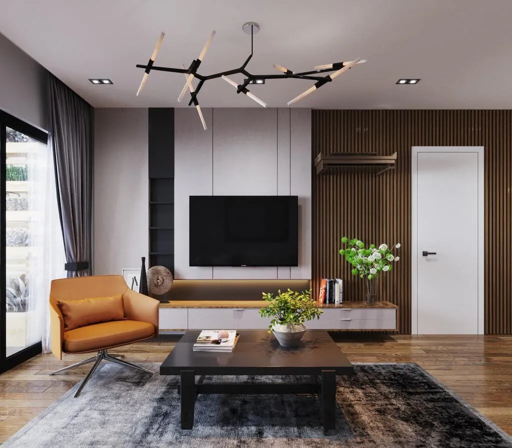 kệ tivi vách ngăn phòng khách