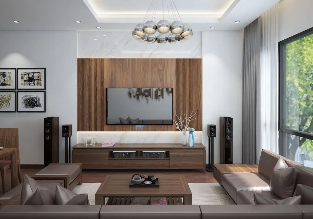 kệ tivi vách ngăn phòng khách