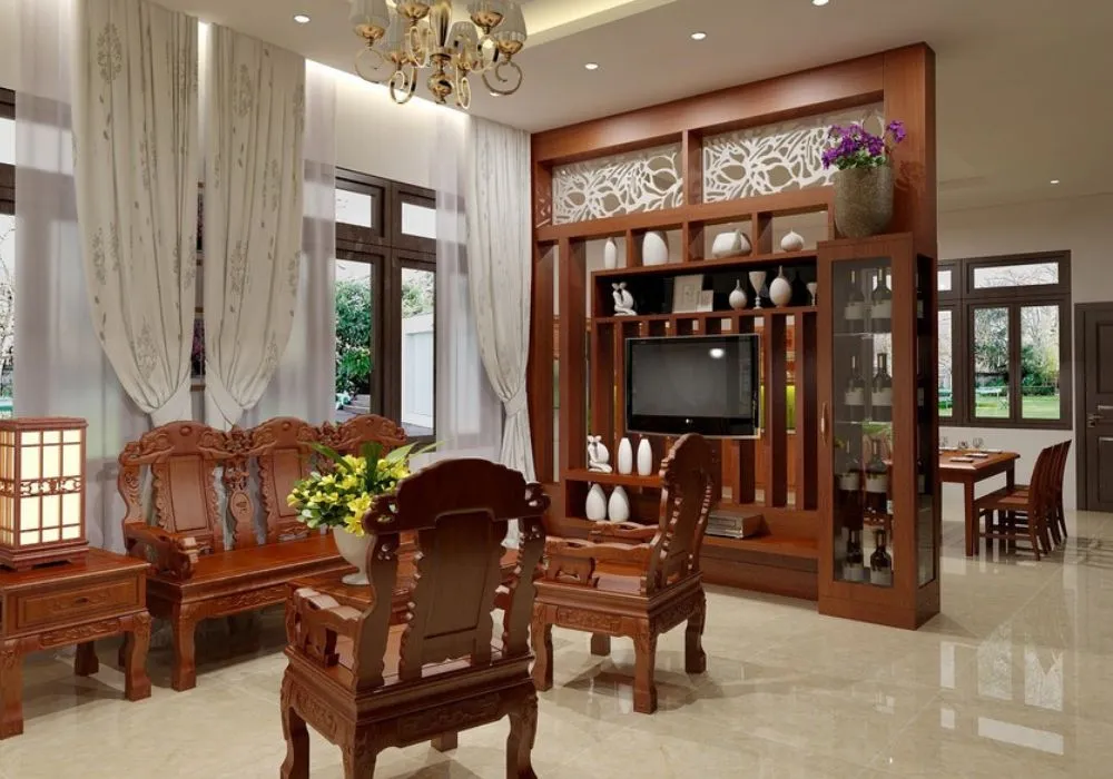 kệ tivi vách ngăn phòng khách
