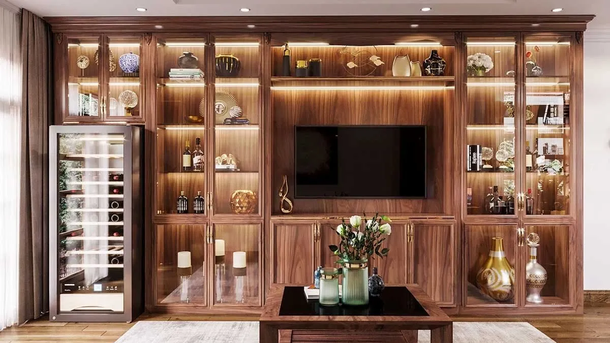 kệ tivi vách ngăn phòng khách