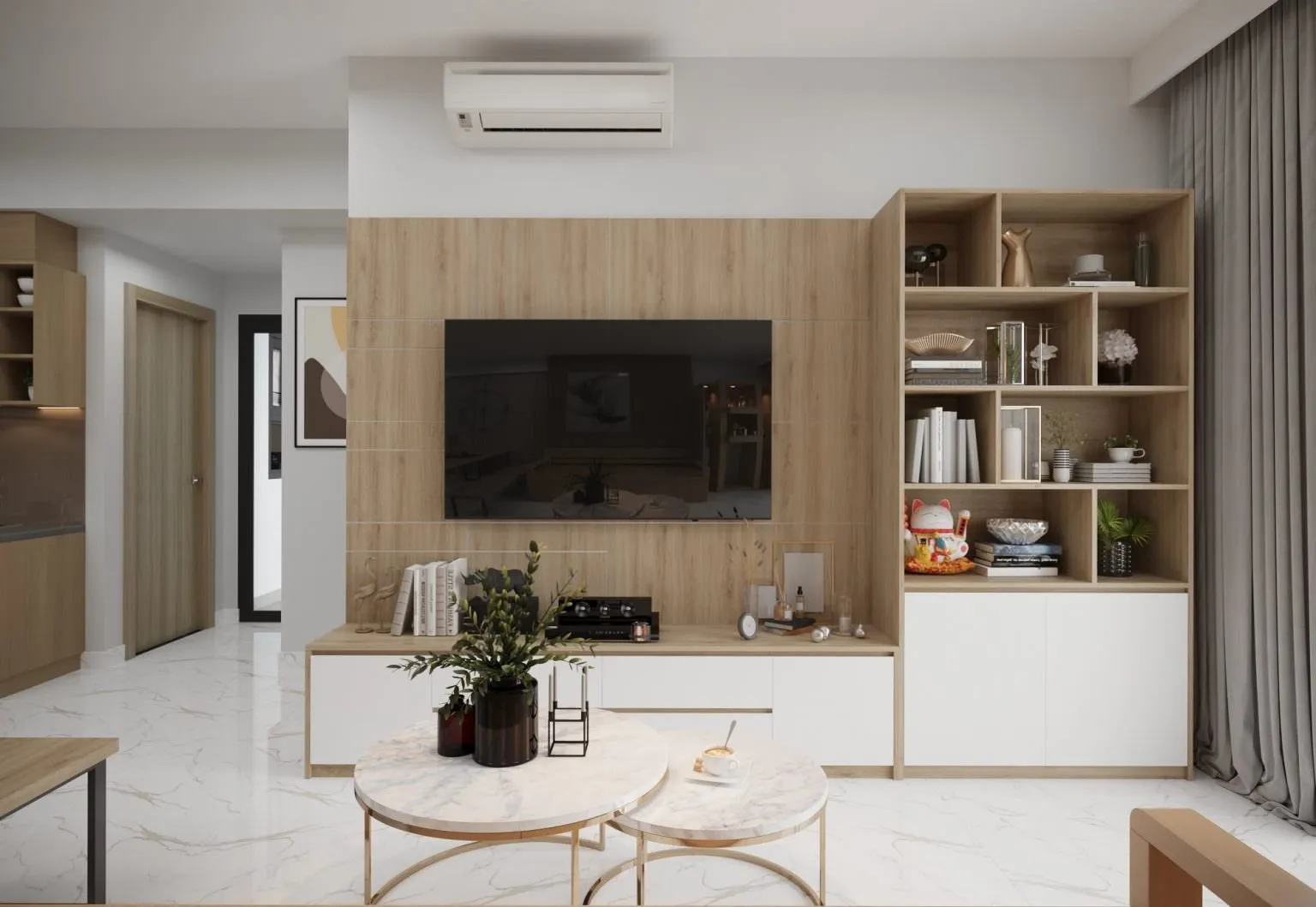 kệ tivi vách ngăn phòng khách