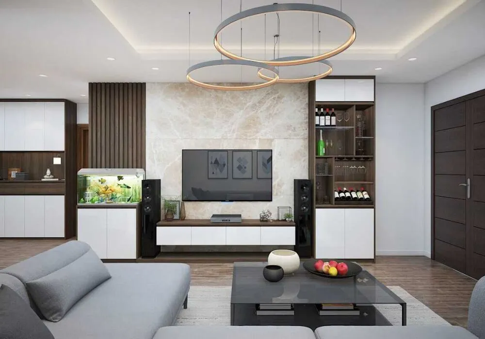 kệ tivi vách ngăn phòng khách