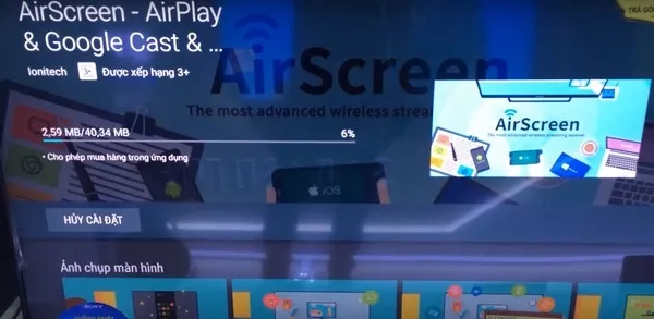 Cài đặt ứng dụng AirScreen trên tivi Sony