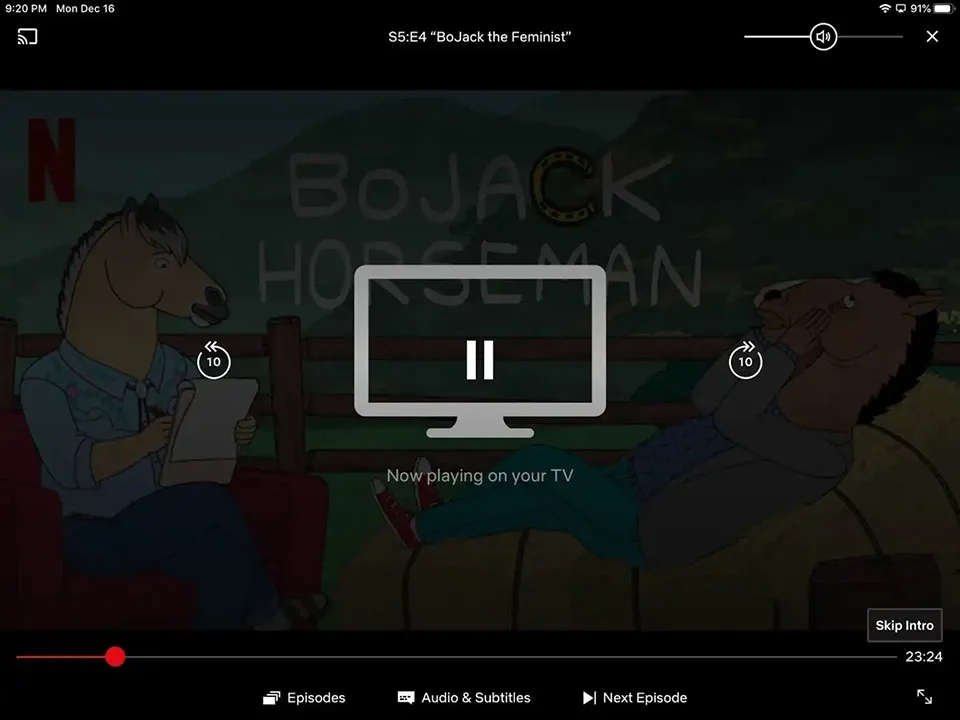 Giao diện màn hình iPhone hiện thị trực tiếp trên tivi Samsung