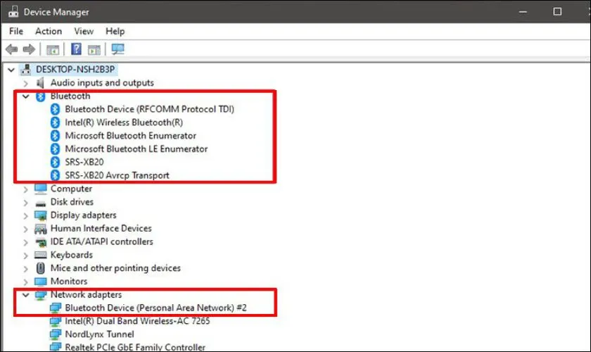 Kiểm tra driver Bluetooth trong Device Manager của Windows 7