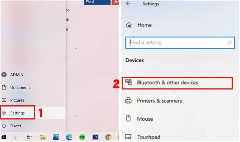 Giao diện Devices trên Windows 10 quản lý chuột, bàn phím và loa không dây