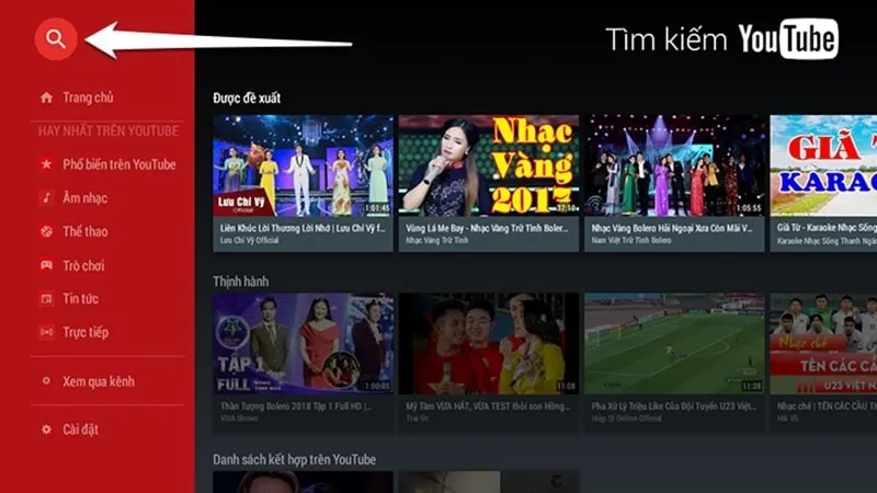 Chọn biểu tượng Tìm kiếm