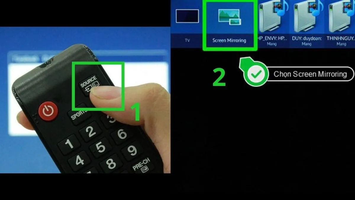 Chọn Screen Mirroring hoặc Smart View trên tivi Samsung