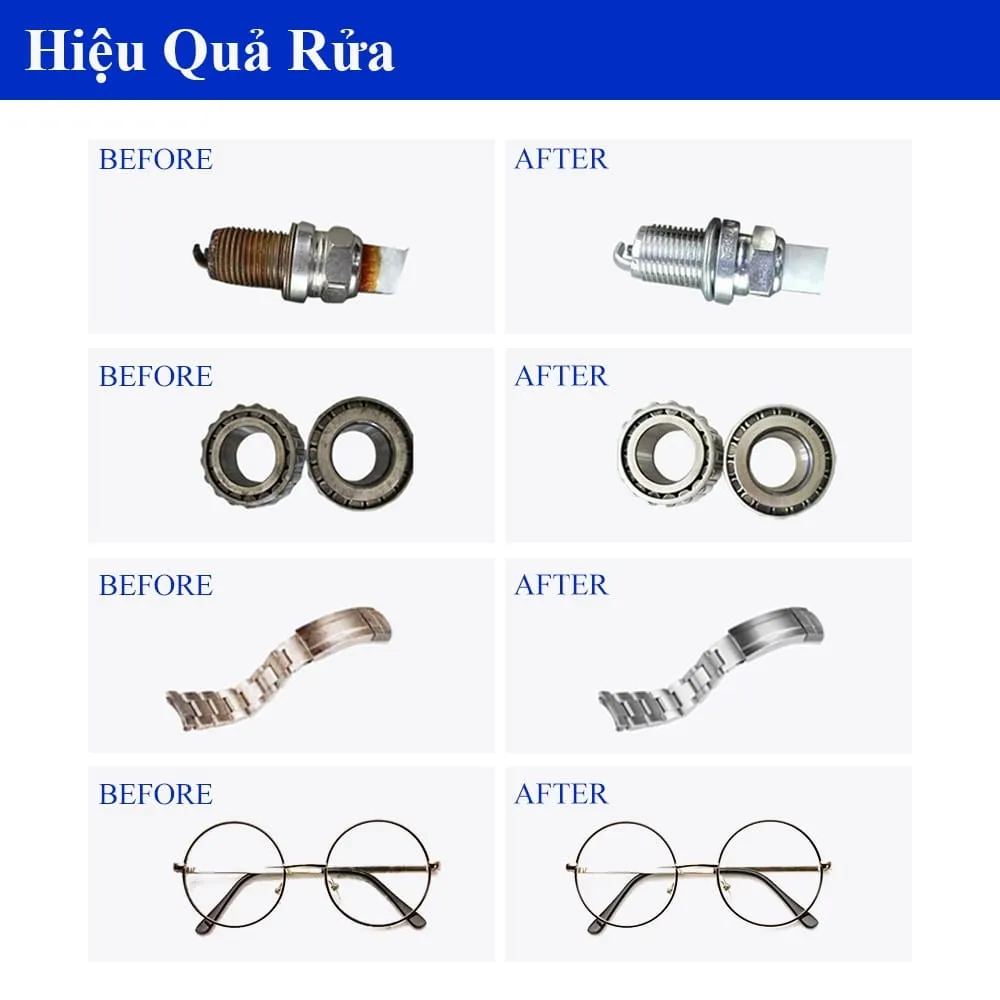 Hiệu quả làm sạch triệt để các rỉ sét và bụi bẩn bám lâu ngày trên kim loại