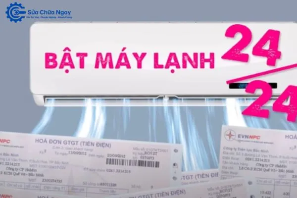 Không nên bật điều hòa 24/24