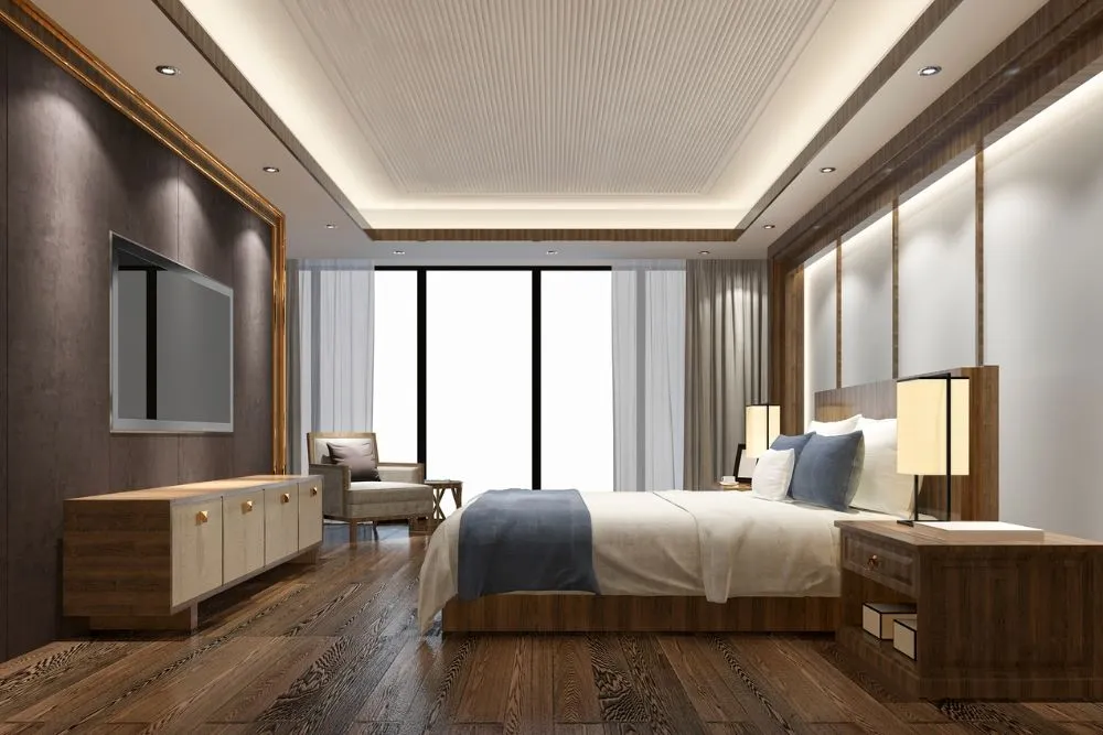 Kích thước kệ tivi treo tường phòng ngủ cần linh hoạt theo diện tích căn phòng