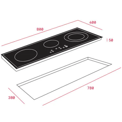 Kích thước lắp đặt bếp từ Teka IZ8320HS