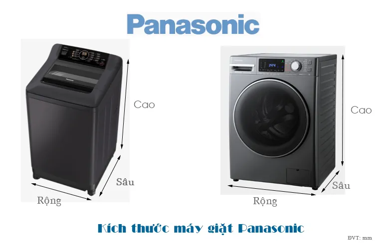Kích thước máy giặt Panasonic cửa trên 8.5-9kg với công nghệ ActiveFoam và Econavi