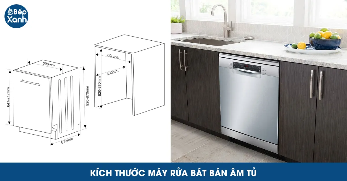Máy rửa bát bán âm tủ với bảng điều khiển phía trước