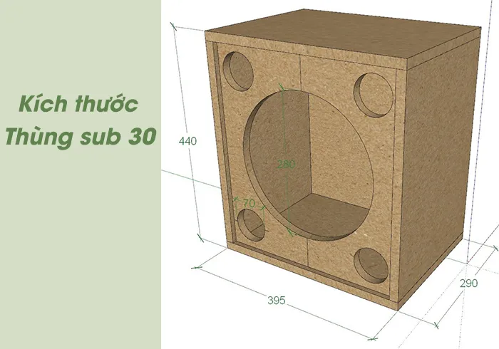 Kích thước thùng loa sub bass 30cm