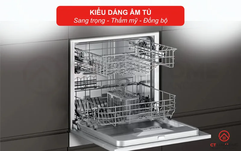 Kiểu dáng âm tủ của máy rửa bát mini Bosch SCE52M65EU Serie 6 giúp tiết kiệm không gian