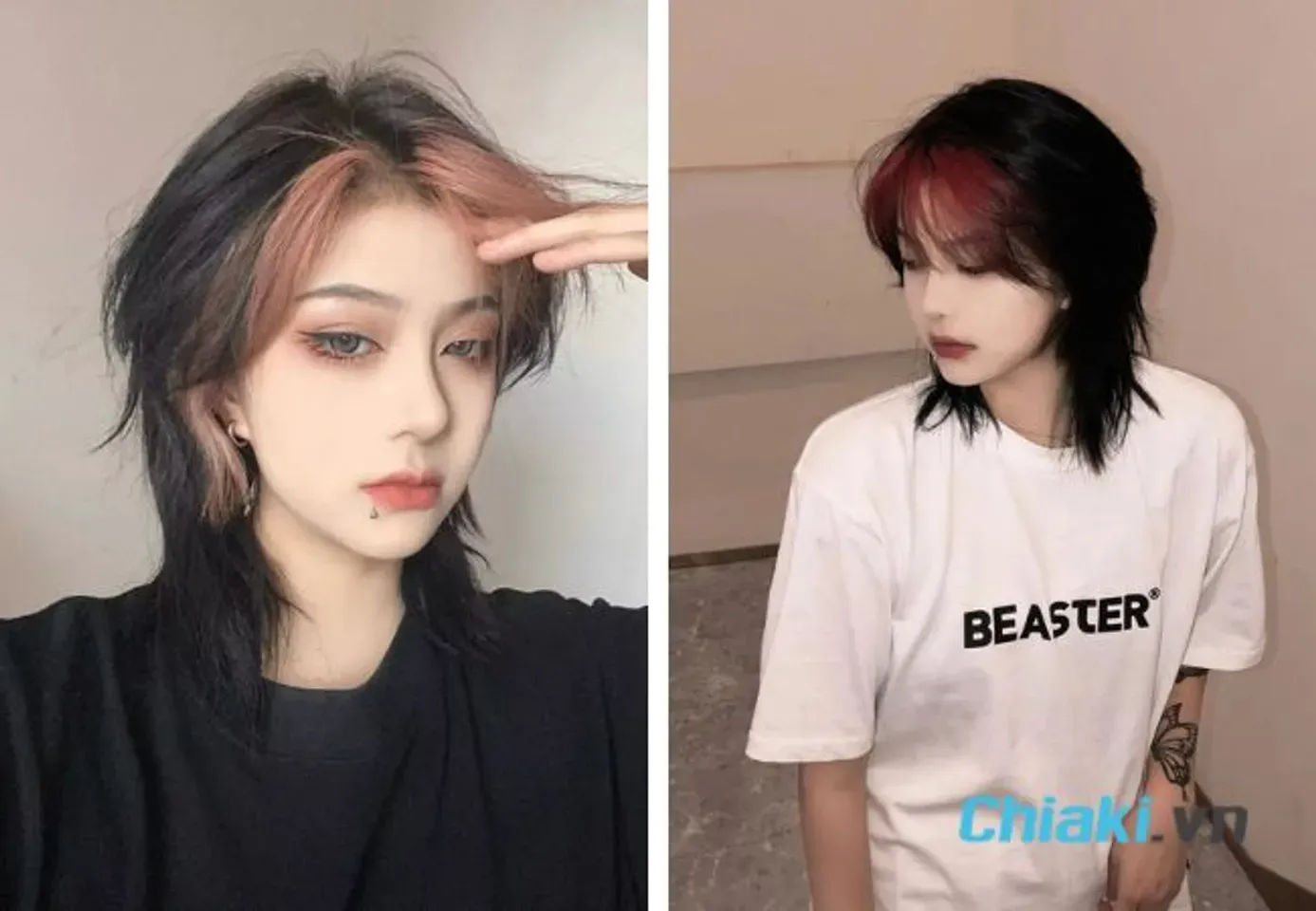 Kiểu tóc Mullet nữ nhuộm mái