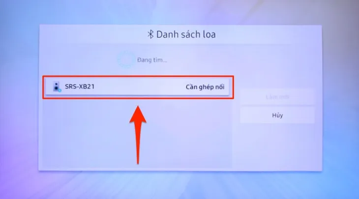 Xác nhận lệnh ghép nối giữa tivi và amply để bắt đầu truyền tải dữ liệu âm thanh qua Bluetooth