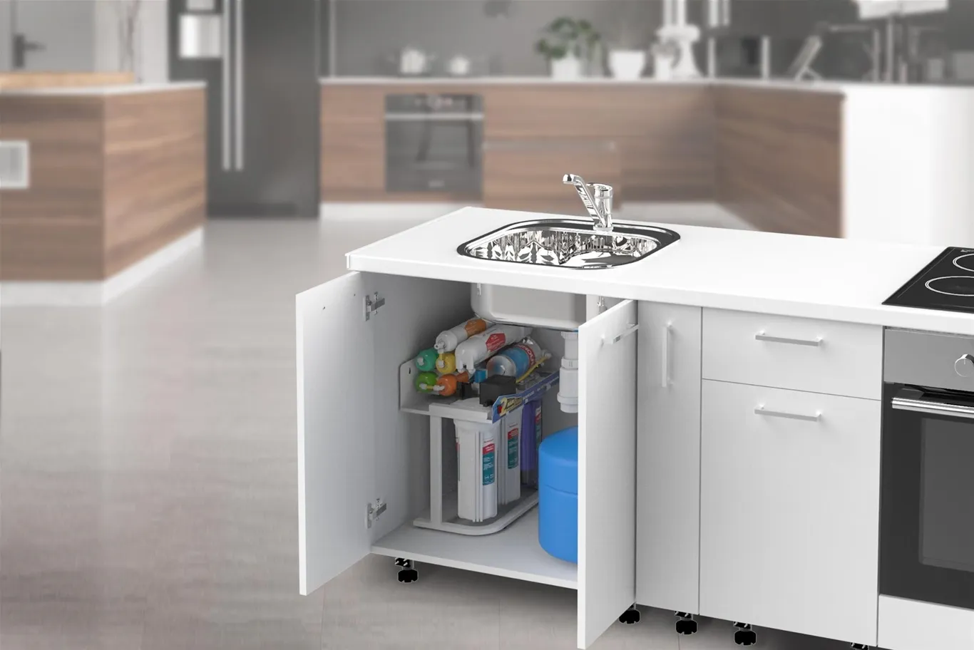 Vị trí lắp đặt máy lọc nước âm tủ bếp tối ưu diện tích