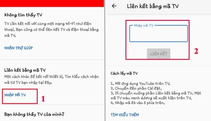 Truy cập cài đặt xem trên TV