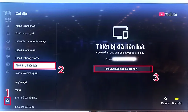 Hủy liên kết trên tivi