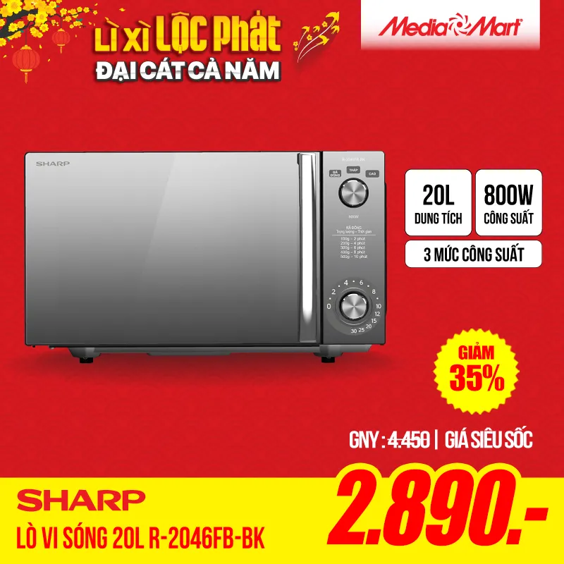 Lò vi sóng 20L Sharp R-2046FB-BK