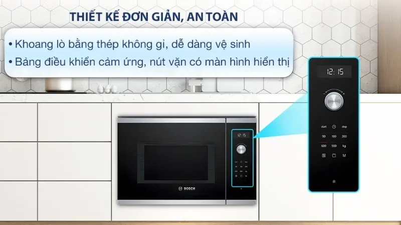 Lò vi sóng Bosch với vỏ thép cao cấp không gỉ