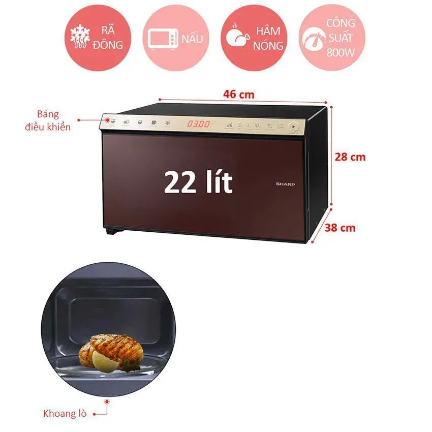 Bảng điều khiển cảm ứng điện tử của lò vi sóng Sharp R-29D2(G)VN