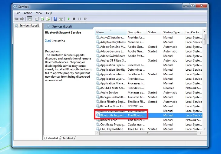 Tìm đúng dịch vụ hỗ trợ Bluetooth để tinh chỉnh
