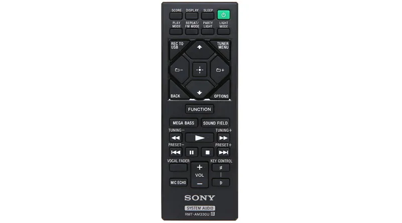 Remote điều khiển từ xa của loa Sony với các tính năng chuyên dụng cho karaoke