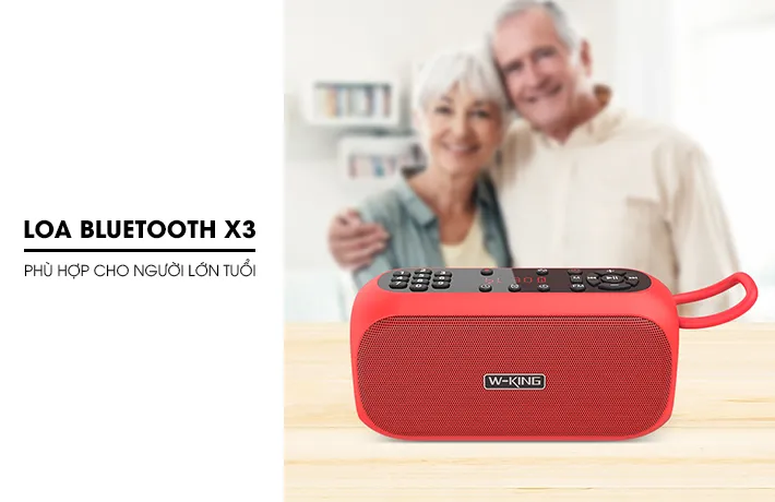 Thiết kế tổng thể của loa bluetooth có đài fm W-King X3 với hệ thống phím bấm lớn