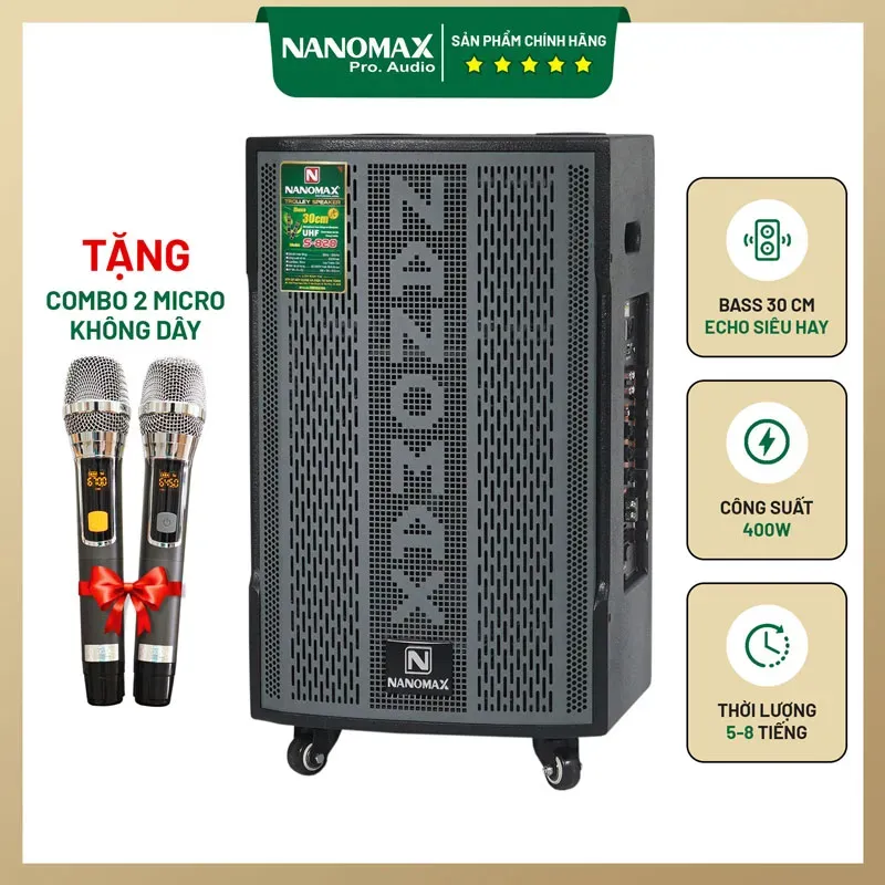 Mẫu loa kéo Nanomax S-820 với thiết kế mạnh mẽ và hiện đại