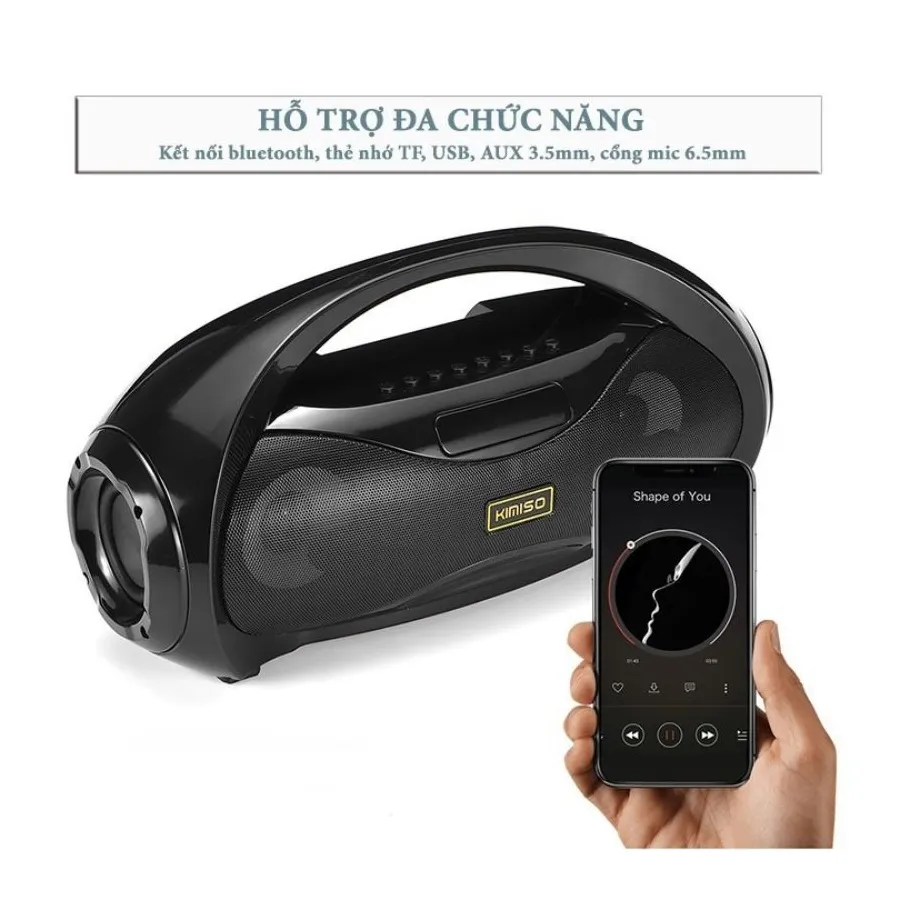 Bảng điều khiển vật lý và quai xách tiện lợi phía trên loa bluetooth Kimiso KM S2