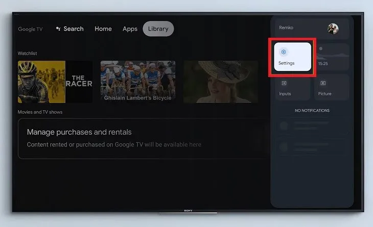 Nhấn nút Home trên remote tivi Sony để đi vào phần Cài đặt tivi > chọn Cài đặt hệ thống
