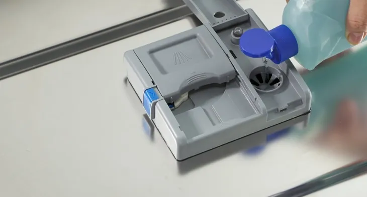 Vị trí ngăn chứa chất trợ xả và nước làm bóng