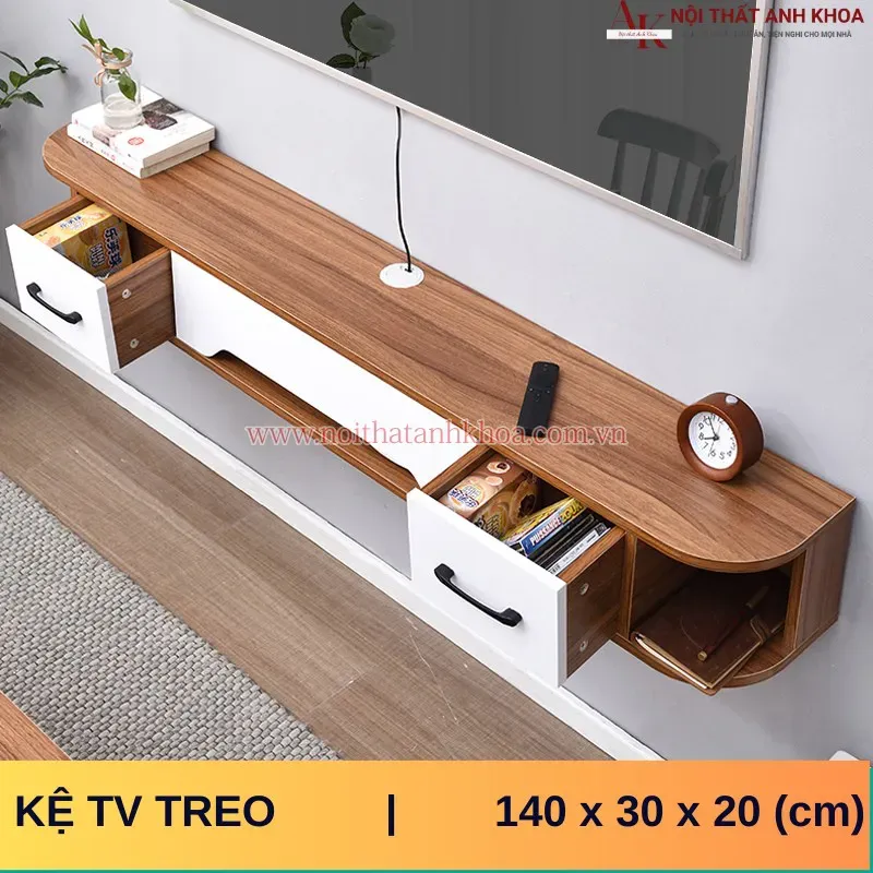 Mẫu kệ tivi treo tường phòng khách hiện đại giá rẻ