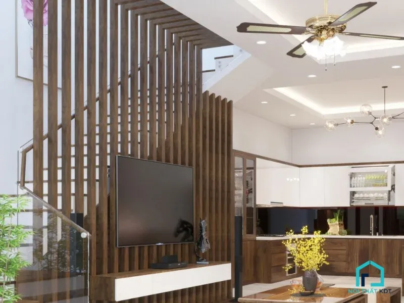 mẫu vách tivi phòng khách hiện đại