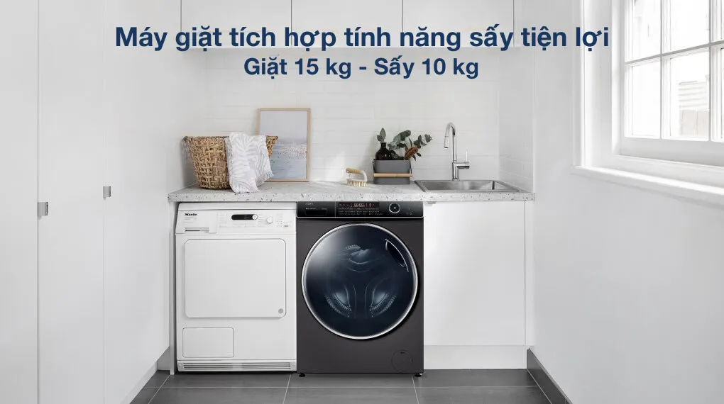 Máy giặt sấy Aqua AQD-AH1500H PS với chế độ giặt nước nóng hiệu quả