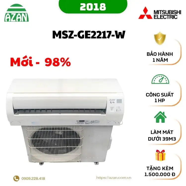 Máy lạnh Mitsubishi nội địa Nhật GE2217 sản xuất 2018