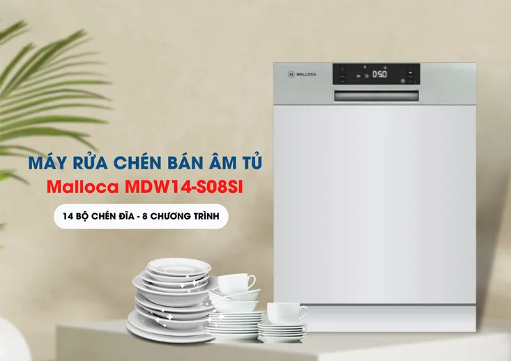 Máy rửa bát Malloca thiết kế sang trọng phù hợp không gian bếp hiện đại