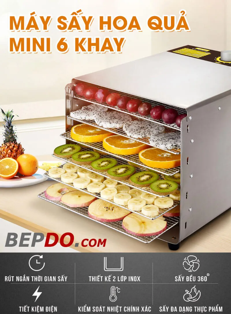 Máy sấy trái cây mini 6 khay