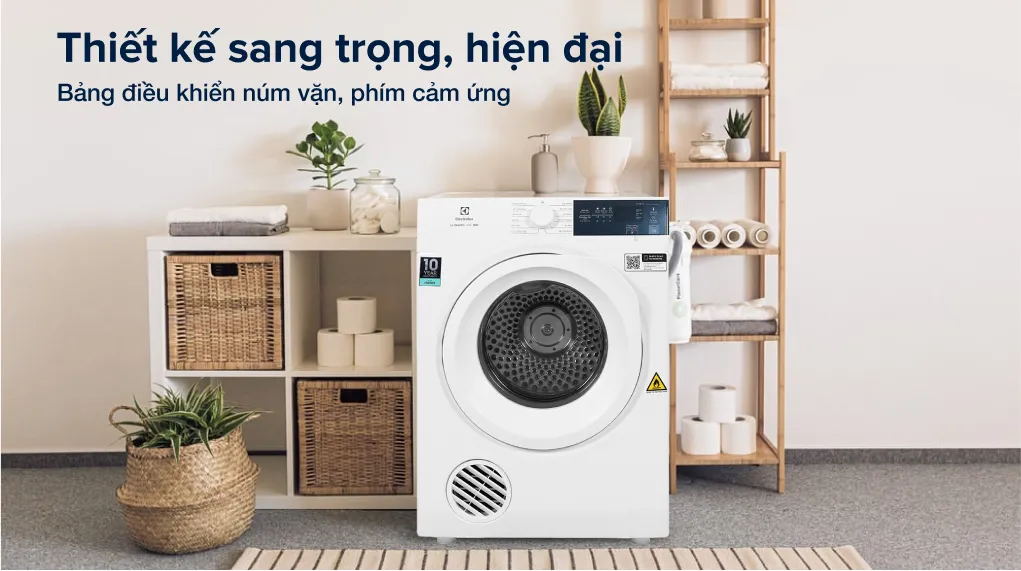 Máy sấy Electrolux 7.5kg đặt chồng lên máy giặt