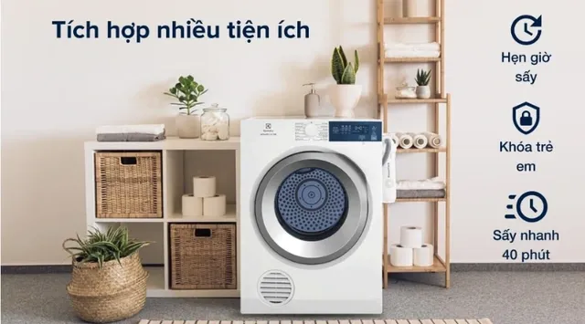 Máy sấy Electrolux 8.5kg với bảng điều khiển tiếng Việt
