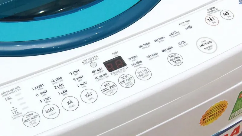 Các phím điều khiển cần nhấn để reset máy giặt Toshiba