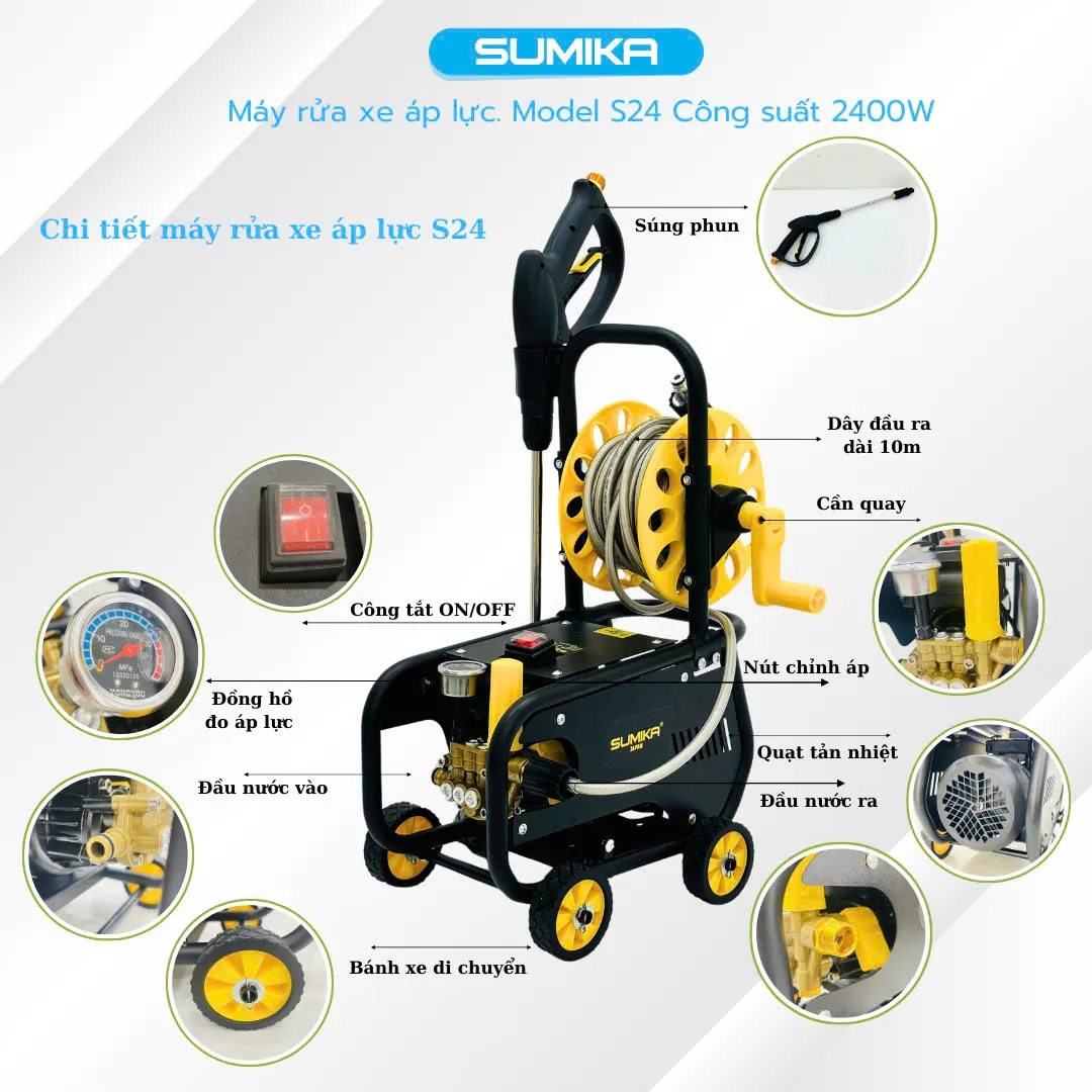 Súng phun và cần nối dài của máy rửa xe SUMIKA S24