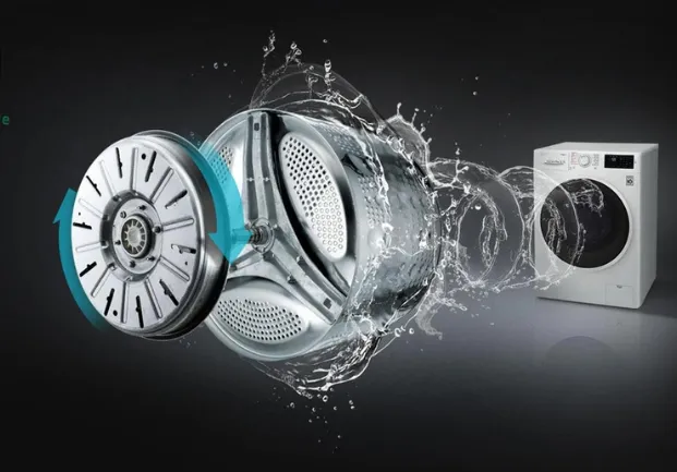 Máy giặt cửa trước hoạt động theo cơ chế xoay ly tâm giúp làm sạch hiệu quả và bảo vệ sợi vải