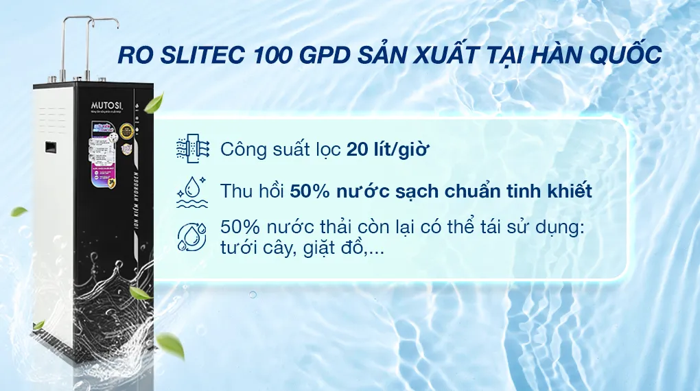 Máy lọc nước RO nóng nguội lạnh Hydrogen ion kiềm Mutosi MP-S1021H 10 lõi