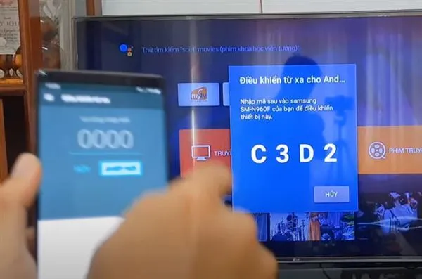 Nhập chính xác mã số bảo mật hiển thị trên tivi vào điện thoại để thiết lập liên kết
